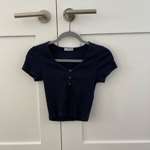 Cotton On Navy Ribbed Crop Top